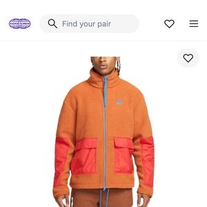 Nike Men's Orange and Red Puffer Jacket